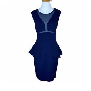 Victoria's Secret Peplum Ponte Navy Blue Shift Dress sz 6